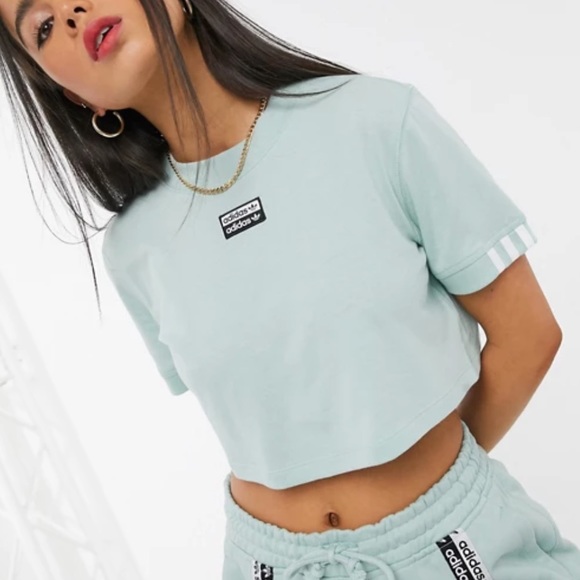 Adidas sea foam green crop tee NWT - Picture 3 of 6